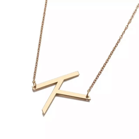 18K Gold Plated Initial Letter “K” Pendant Necklace - Picture 2 of 6